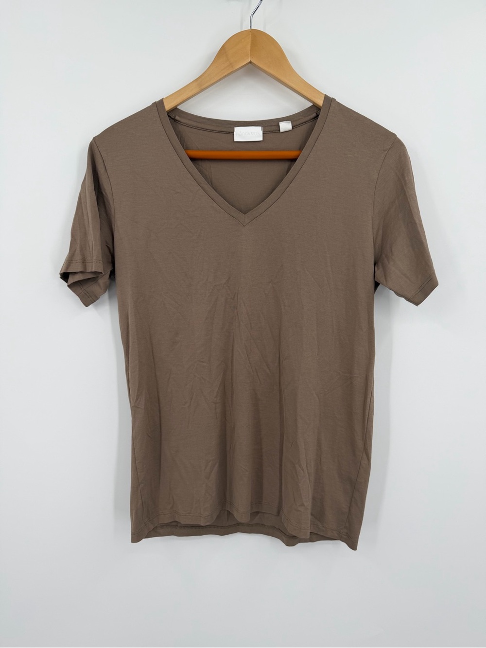 Handvaerk V-Neck Pima Cotton Tee Taupe Mocha XS